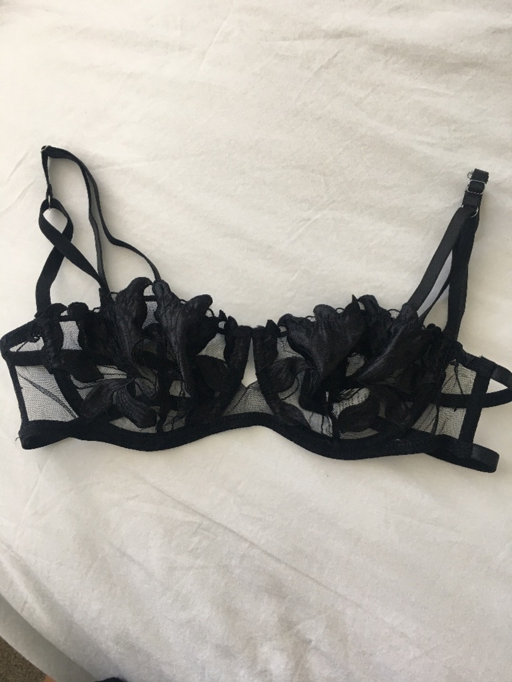 Unlined Black Floral Lace Bra